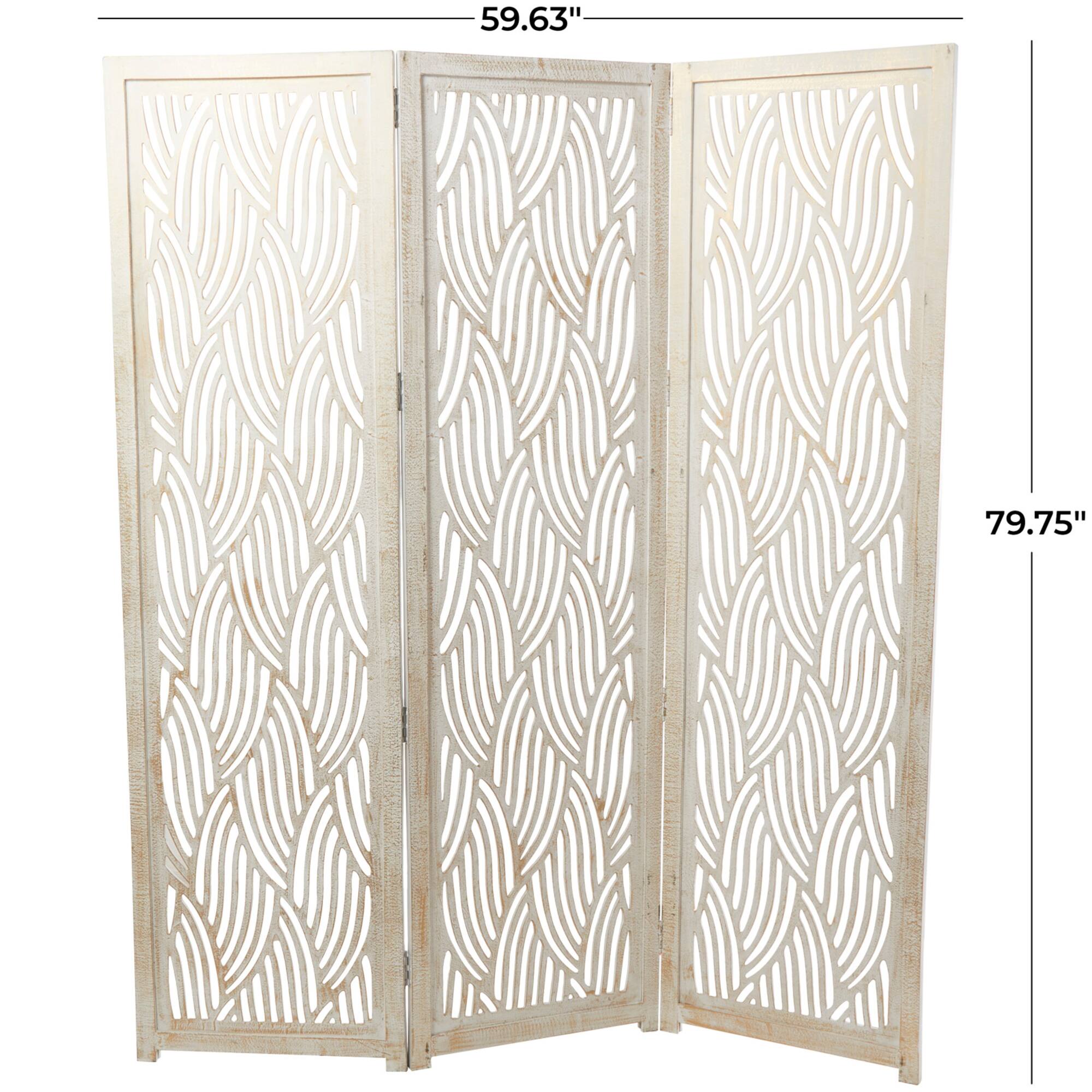 7ft. White 3-Panel Room Divider Screen